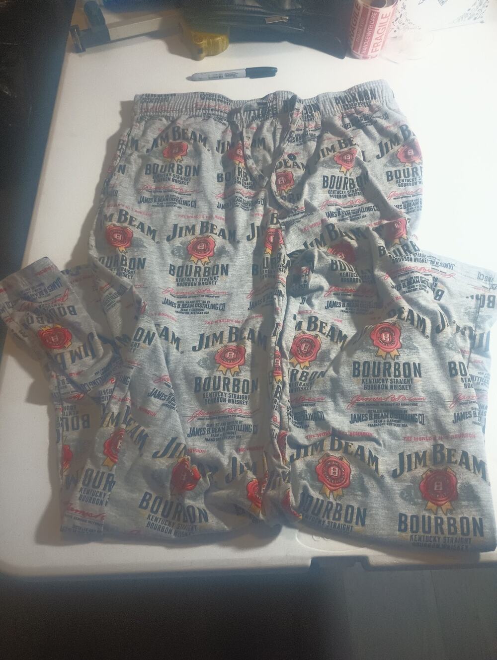 Jim Beam Mens Lounge Pants Bourbon Gray Bottoms. Size 36/38 Men
